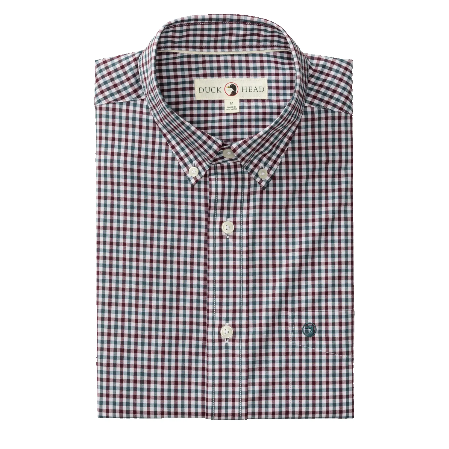 Performance Poplin Sport Shirt - Merill Gingham - Fig sold by Duck Head product image thumbnail 3