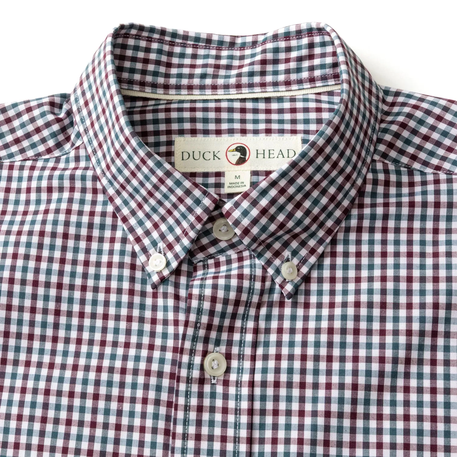 Performance Poplin Sport Shirt - Merill Gingham - Fig sold by Duck Head product image thumbnail 4