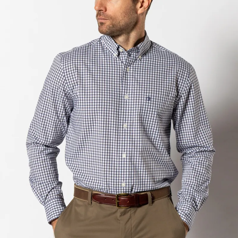 Performance Poplin Sport Shirt - Bryant Plaid - Beacon Blue made by Duck Head