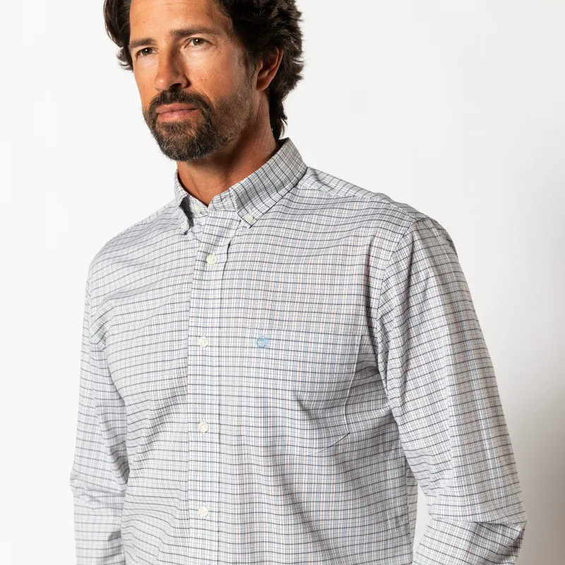 Performance Poplin Sport Shirt - Edison Plaid - Glacier Blue sold by Duck Head