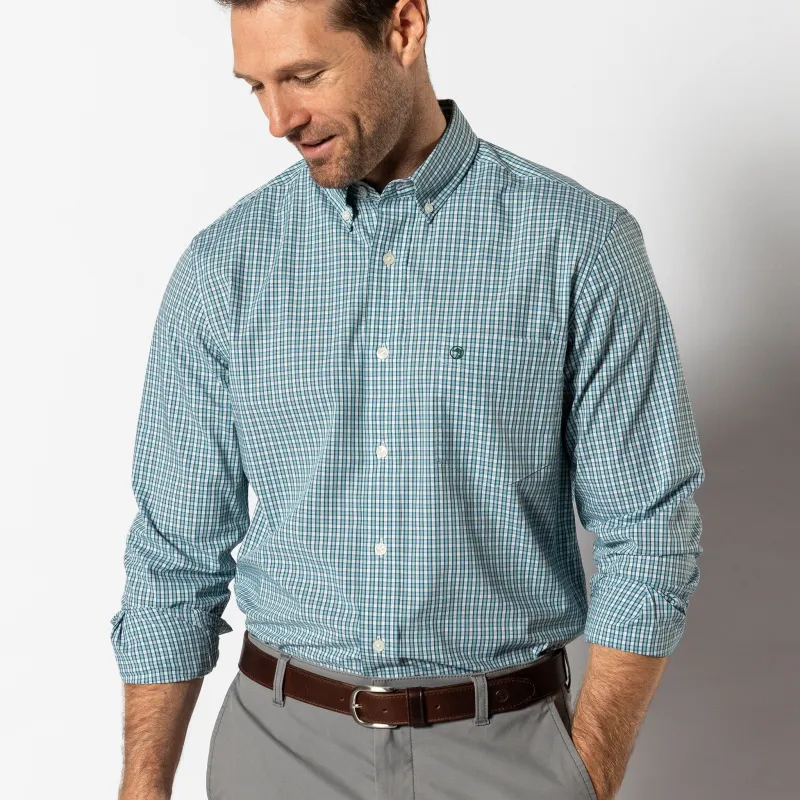 Performance Poplin Sport Shirt - Coker Plaid - Glacier Blue sold by Duck Head