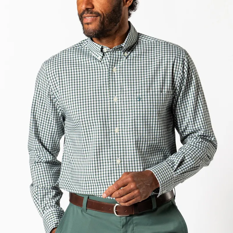 Performance Poplin Sport Shirt - Bryant Plaid - Emerald Green sold by Duck Head