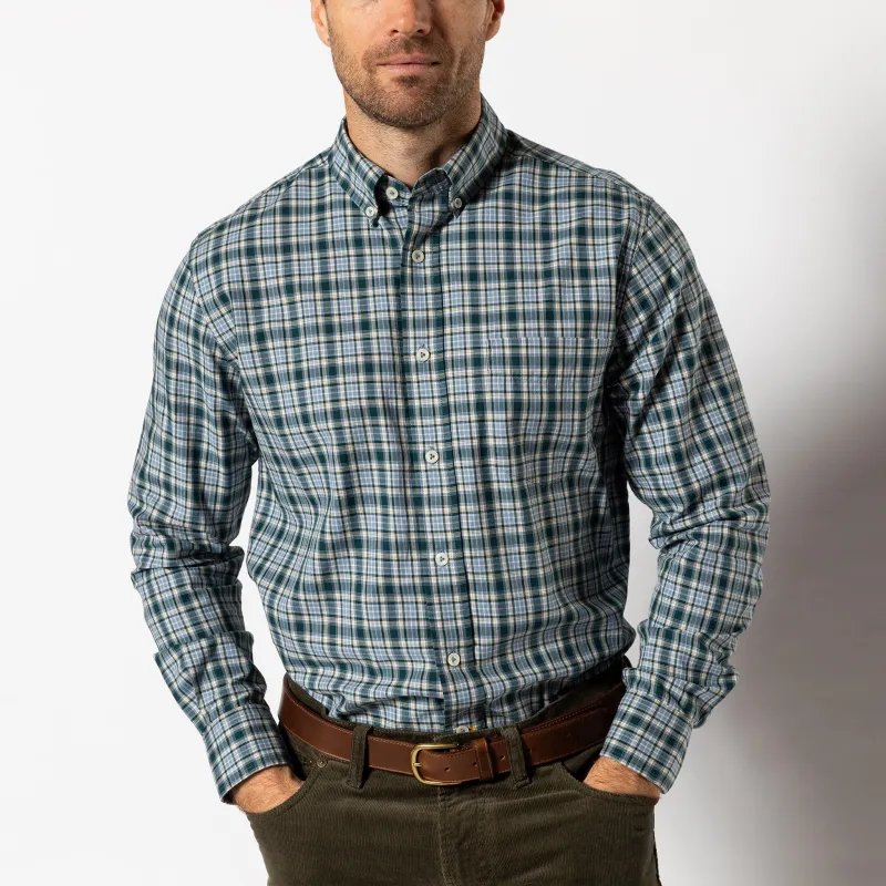 Cotton Twill Sport Shirt - Lanier Plaid - Emerald Green sold by Duck Head