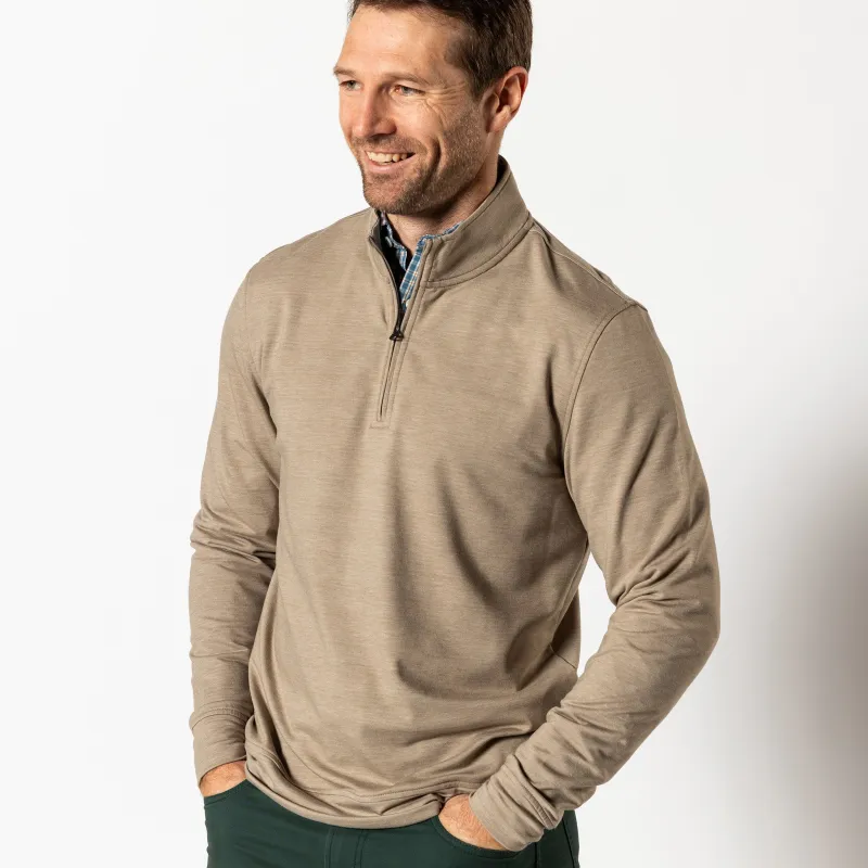 Dunmore Performance 1/4 Zip Pullover - Walnut Heather sold by Duck Head