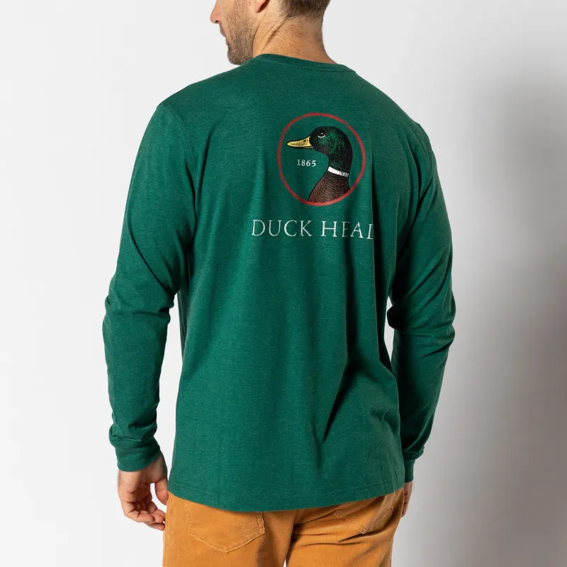 Logo Long Sleeve T-Shirt - Forest Green Heather sold by Duck Head