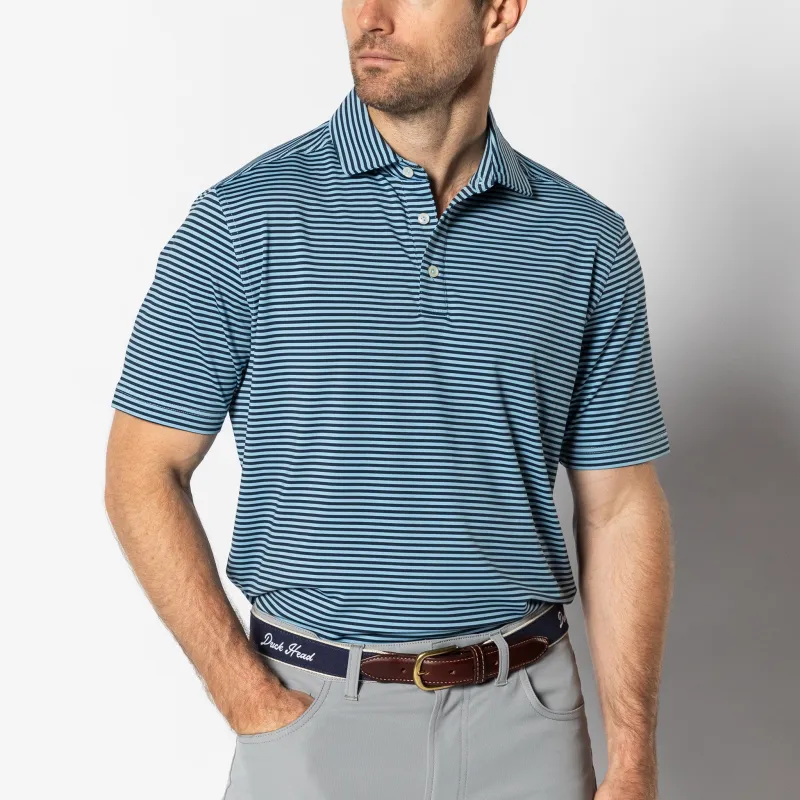 Long Drive Performance Polo - Kirk Stripe - Glacier Blue made by Duck Head