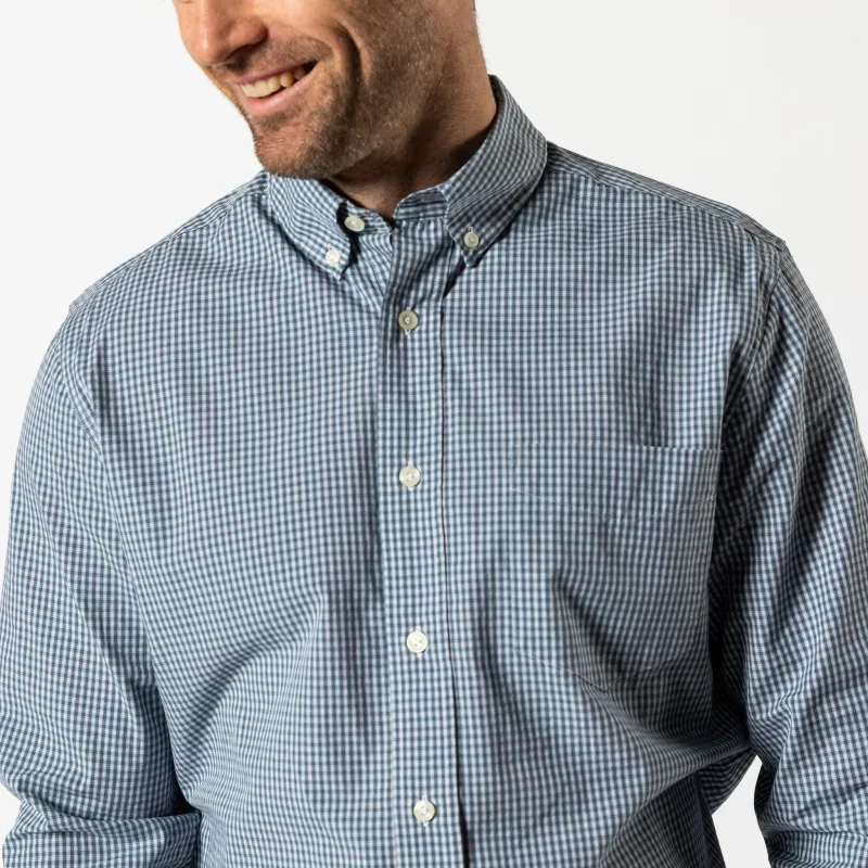 Cotton Cashmere Poplin Sport Shirt - Bolton Plaid - Teal Blue sold by Duck Head
