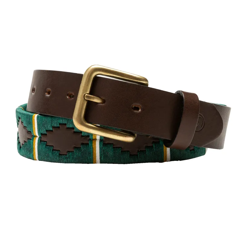 Woven Leather Belt - Forest Green made by Duck Head
