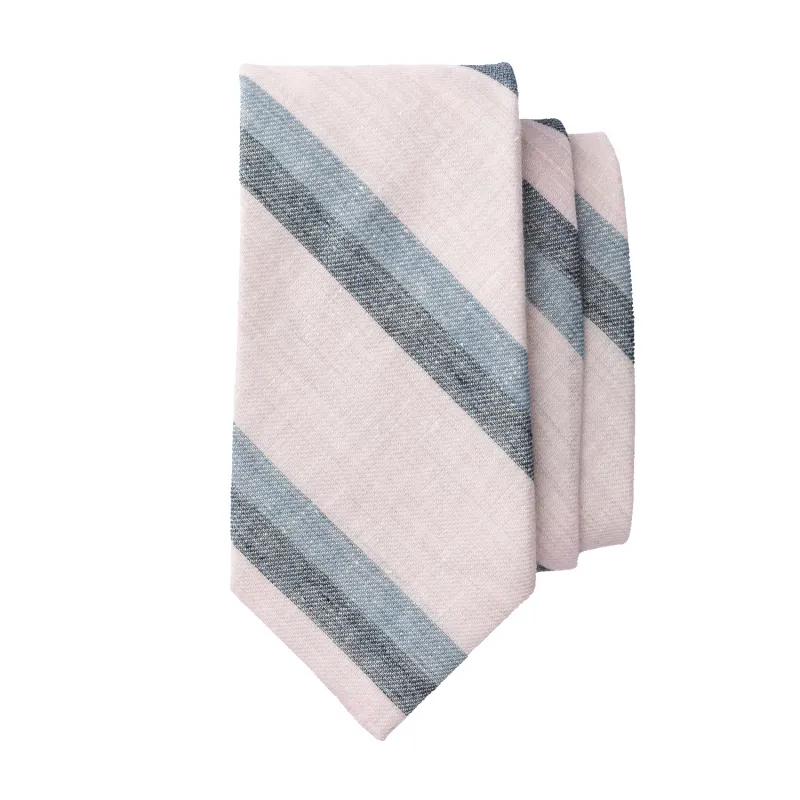 Linen Cotton Stripe Tie - Pastel Pink made by Duck Head