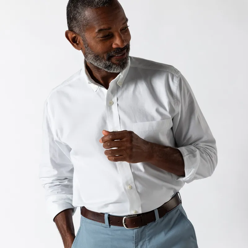 Cotton Oxford Sport Shirt - Morris Solid - White made by Duck Head