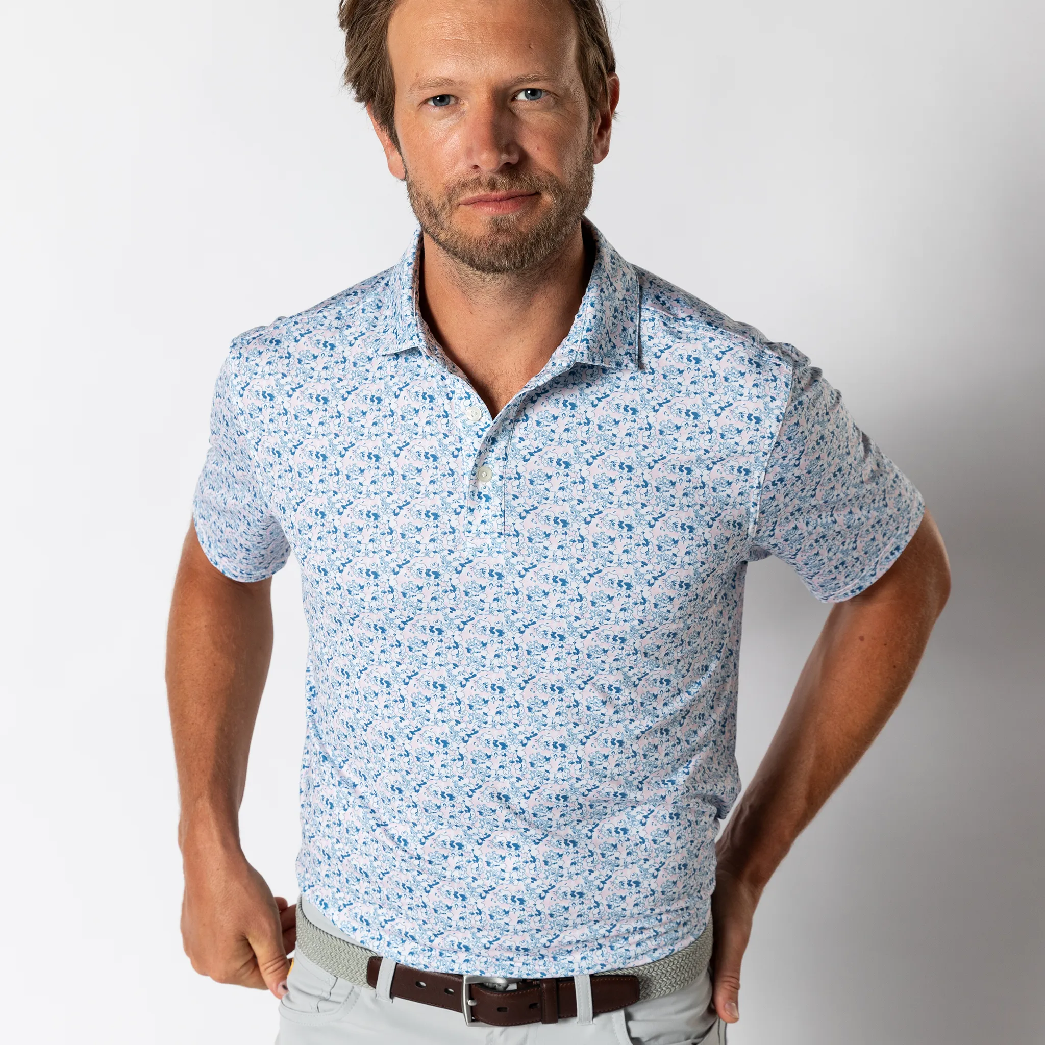Long Drive Performance Polo - Canopy Floral - Pastel Pink sold by Duck Head product image thumbnail 3