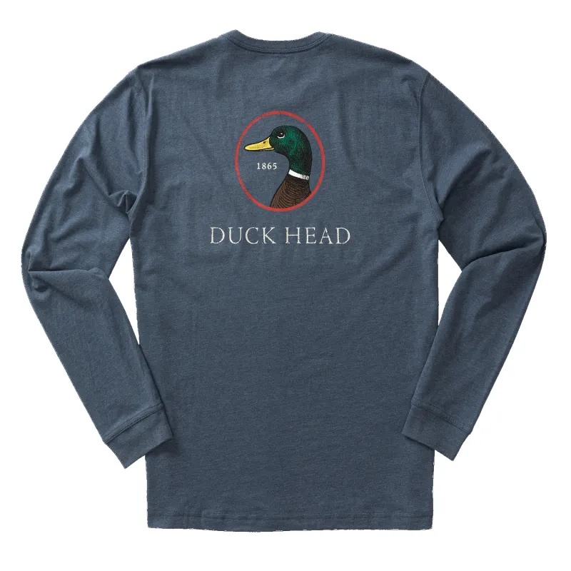 Logo Long Sleeve T-Shirt - Heather Navy made by Duck Head