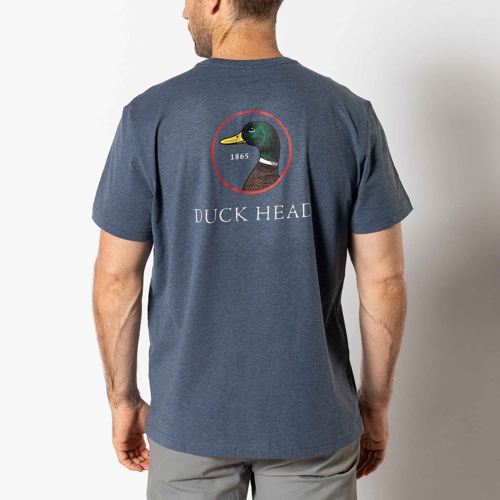 Logo Short Sleeve T-Shirt - Heather Navy sold by Duck Head