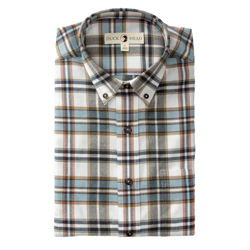 Cotton Flannel Sport Shirt - Russin Plaid - Soft White sold by Duck Head