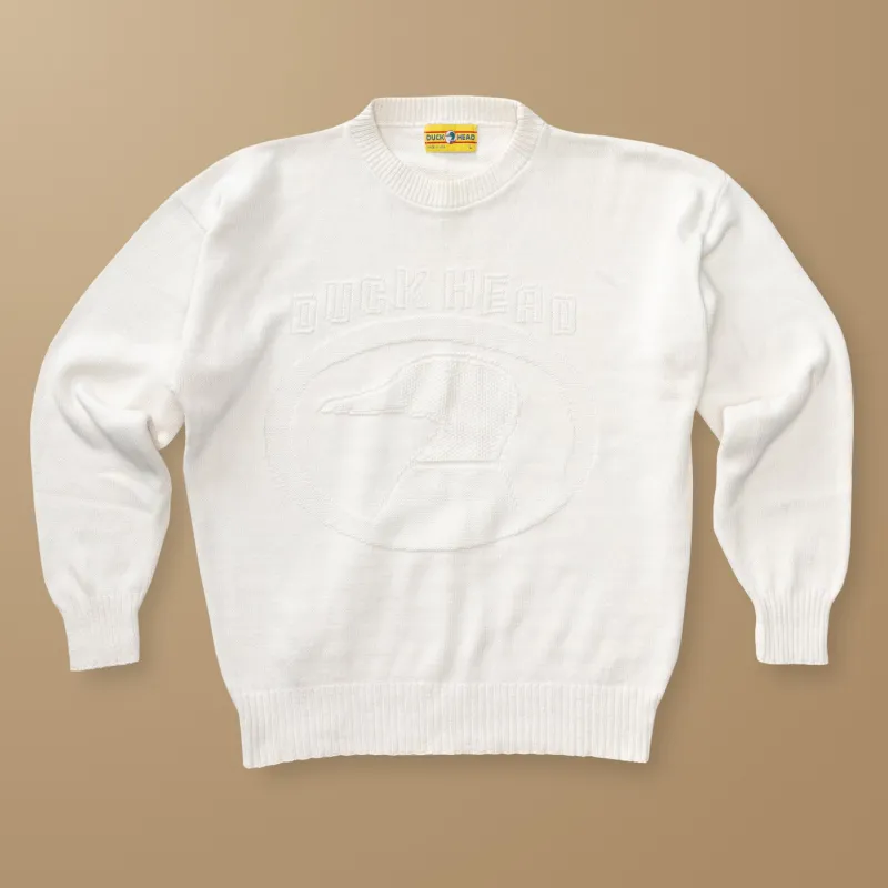 Duck Head Logo Intarsia Crewneck Sweater L - Duck Head Vintage made by Duck Head