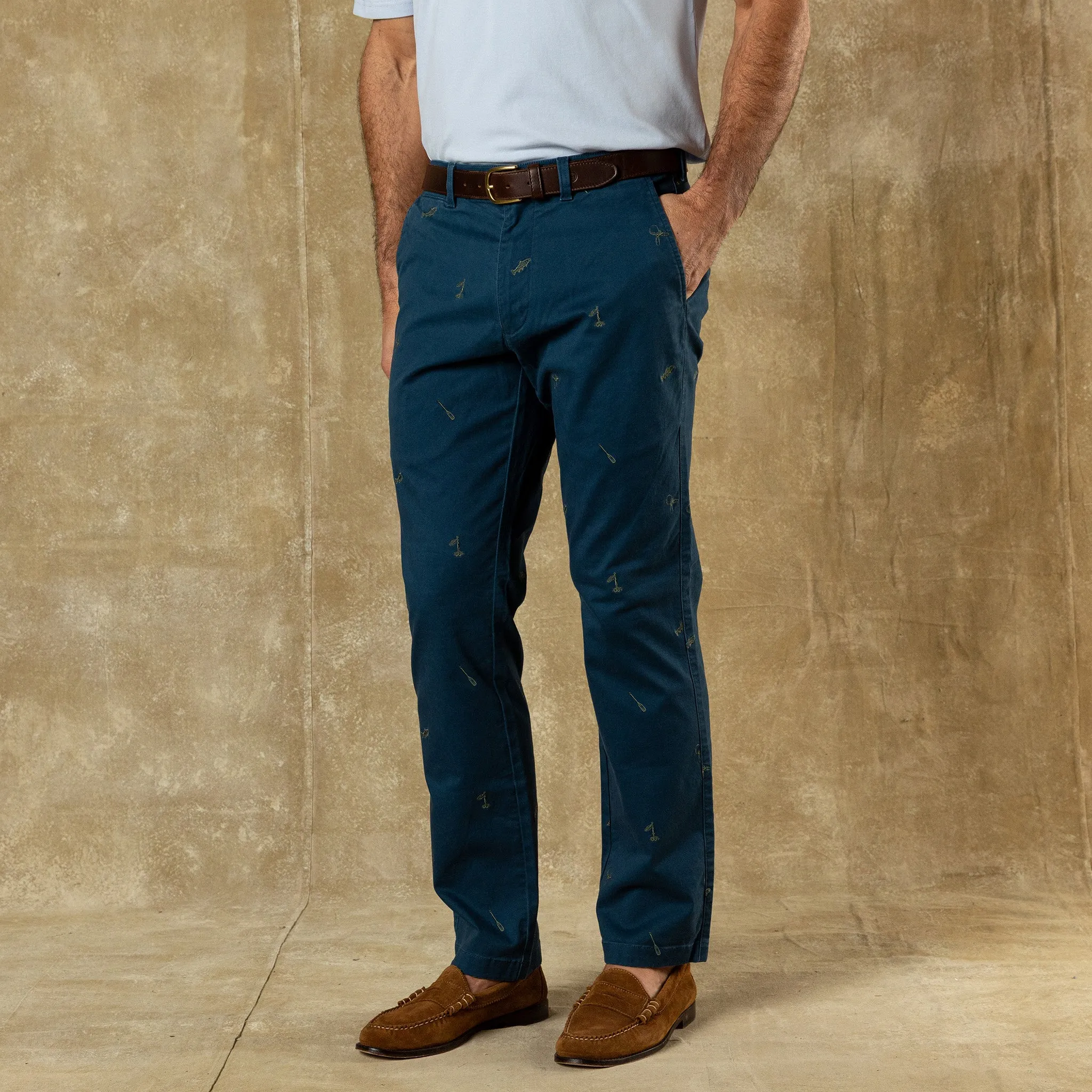 Classic Fit Gold School Chino - Emb Mallard Blue sold by Duck Head