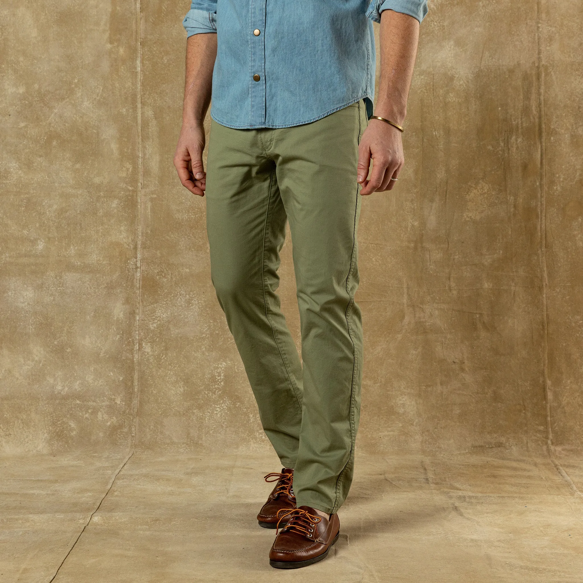 Shoreline Five-Pocket - Oil Green sold by Duck Head