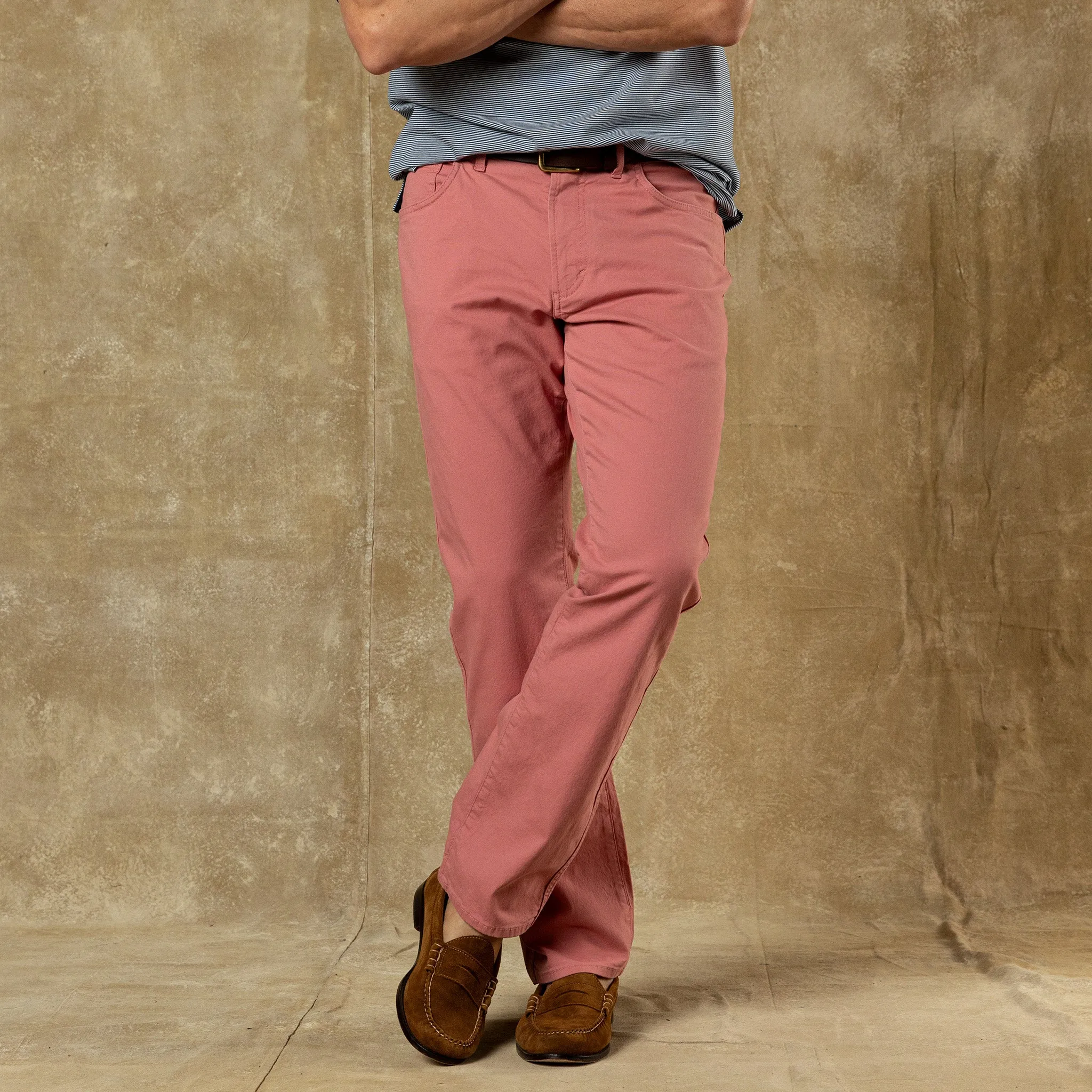 Classic Fit Pinpoint Canvas Five-Pocket - Washed Coral sold by Duck Head