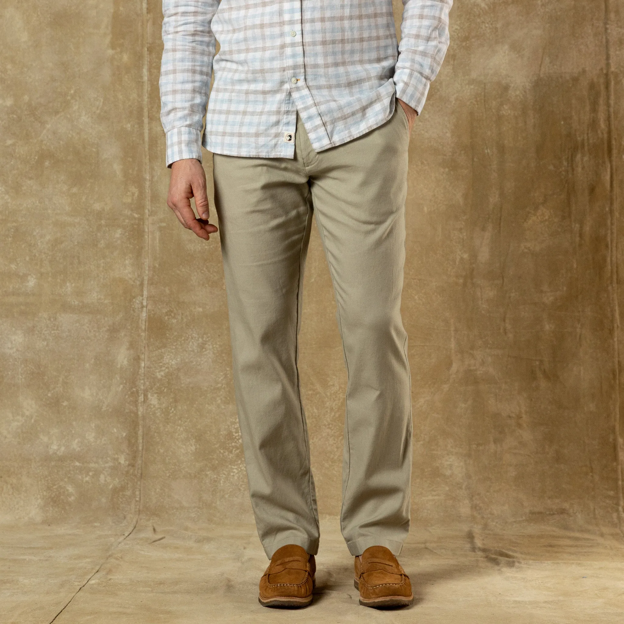 Classic Fit Linen Gold School Chino - Toasted Khaki sold by Duck Head