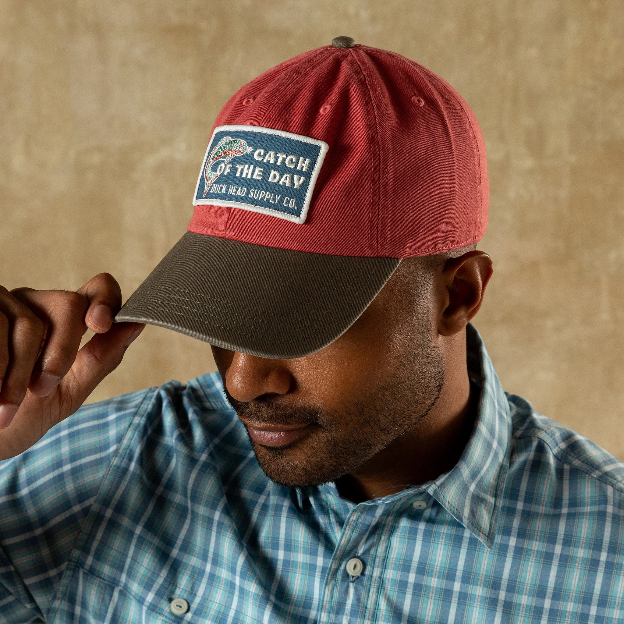 Catch Of The Day Patch Cotton Twill Hat - Rosewood sold by Duck Head
