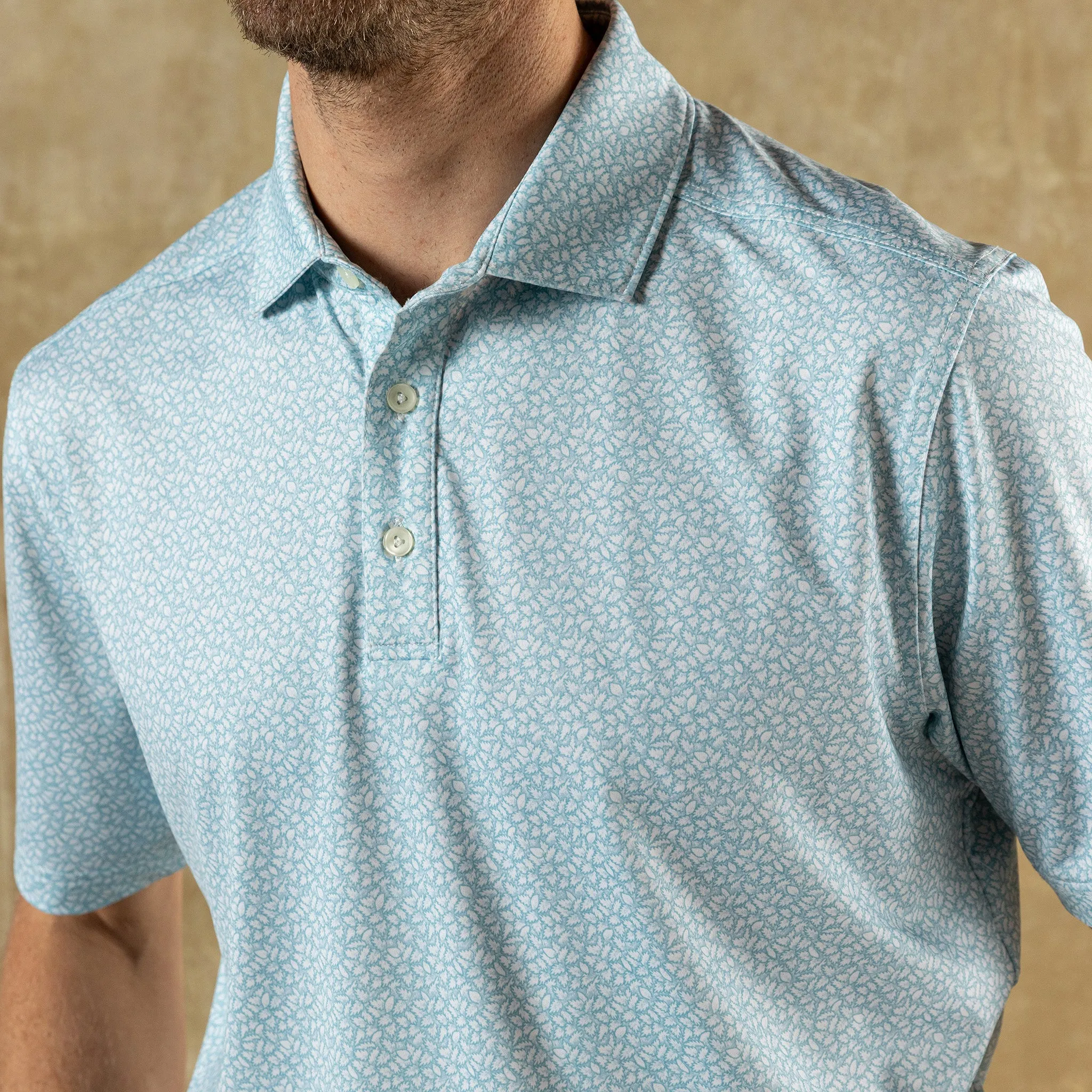 Long Drive Performance Polo - Bay Floral Print - Sky Blue sold by Duck Head product image thumbnail 2