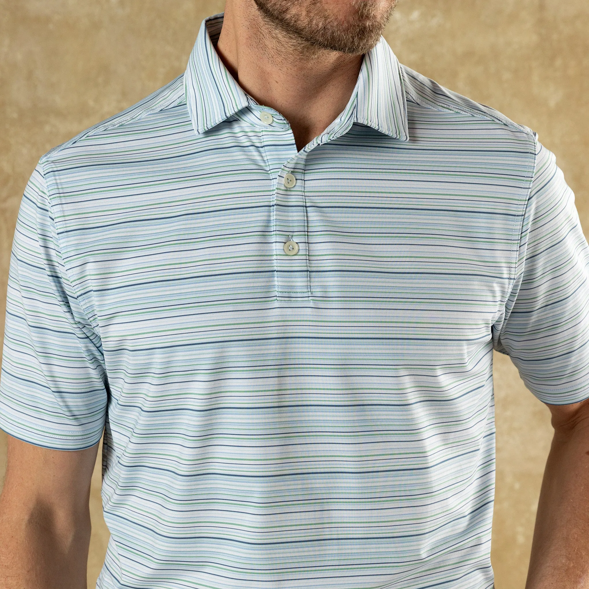 Long Drive Performance Polo - Neil Stripe - Serenity Blue sold by Duck Head product image thumbnail 2