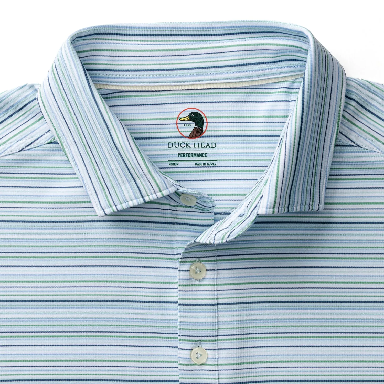 Long Drive Performance Polo - Neil Stripe - Serenity Blue sold by Duck Head product image thumbnail 5