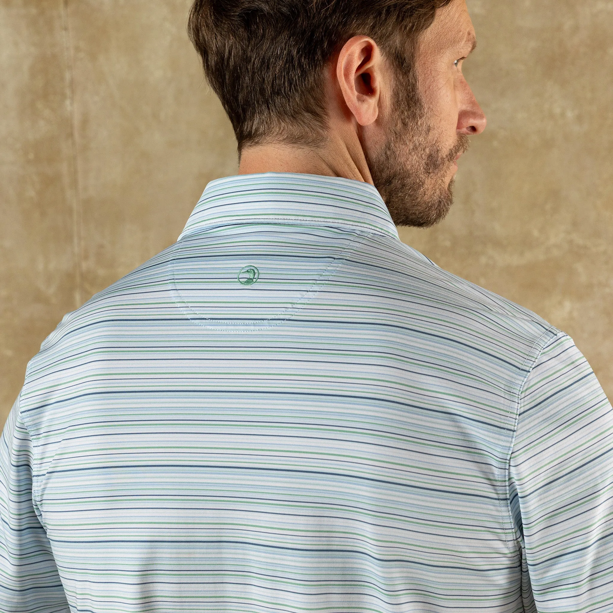 Long Drive Performance Polo - Neil Stripe - Serenity Blue sold by Duck Head product image thumbnail 3