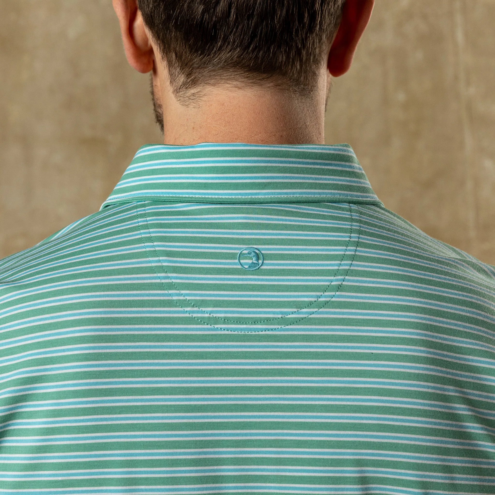 Summerford Performance Jersey Polo - Pierce Stripe - Aspen Green sold by Duck Head product image thumbnail 2