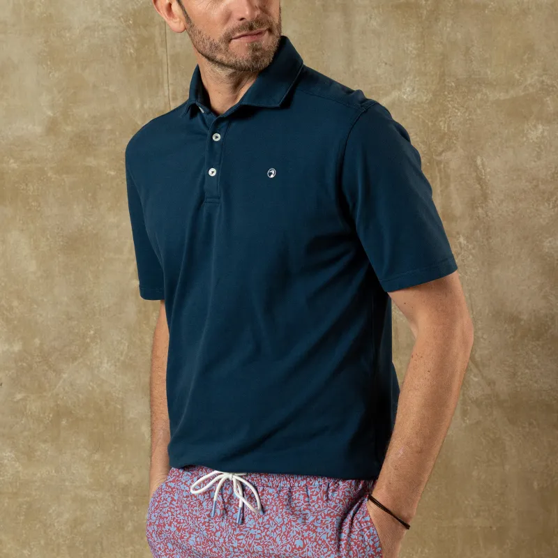 Hanover Pima Cotton Pique Polo  - Mallard Blue made by Duck Head