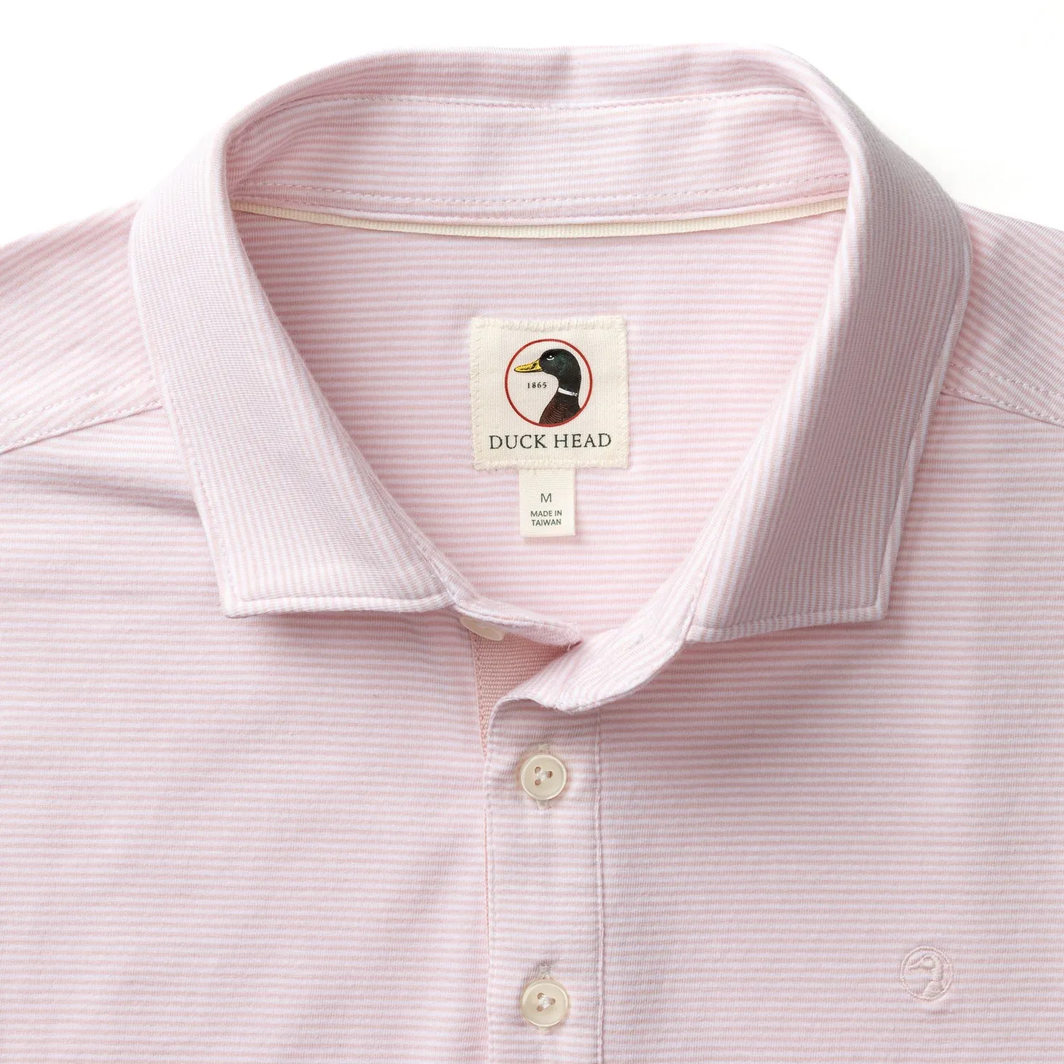 Hanover Pima Cotton Jersey Polo - Blaine Stripe - Pale Pink sold by Duck Head product image thumbnail 3