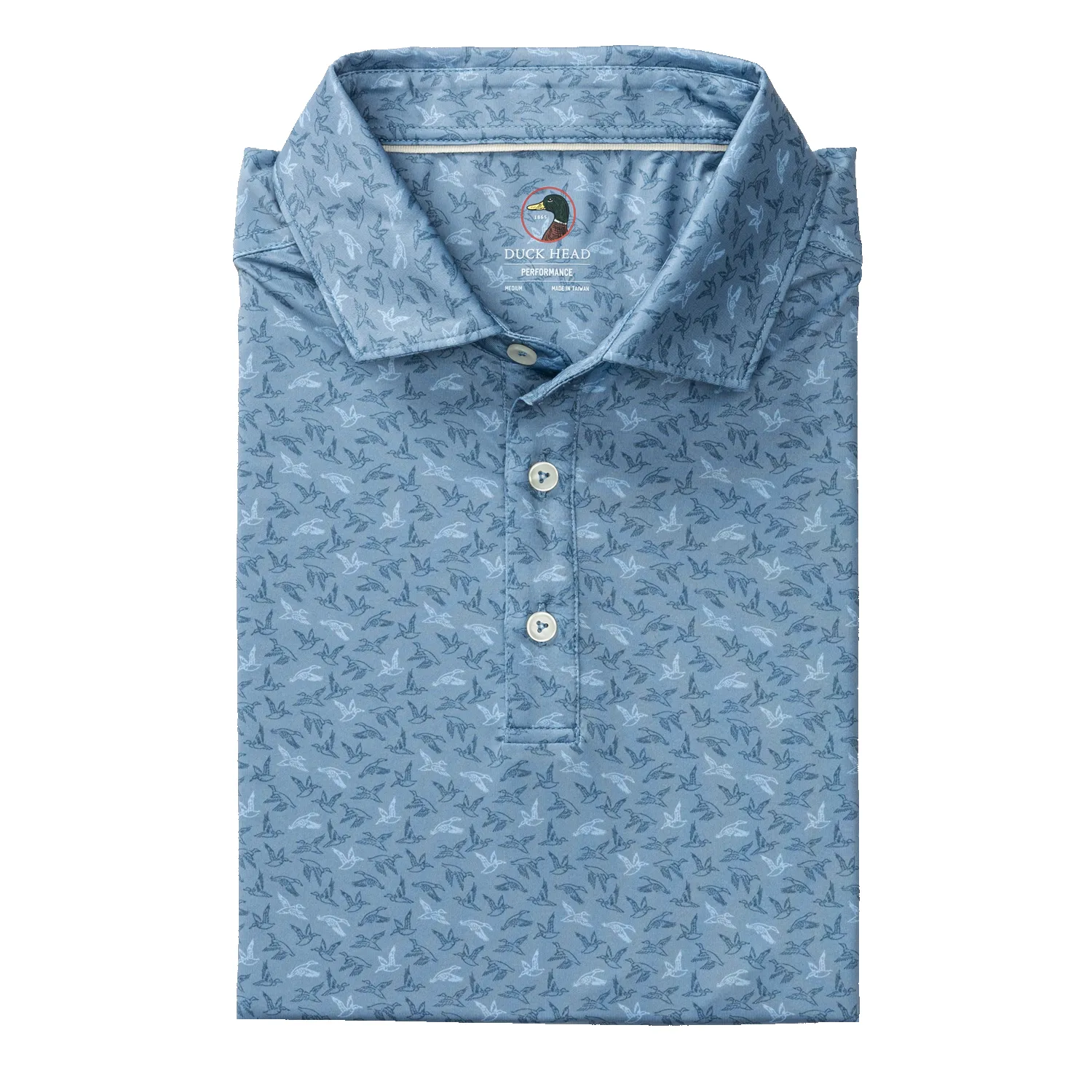 Long Drive Performance Polo - Wingbeat Print - Chambray Blue sold by Duck Head product image thumbnail 4