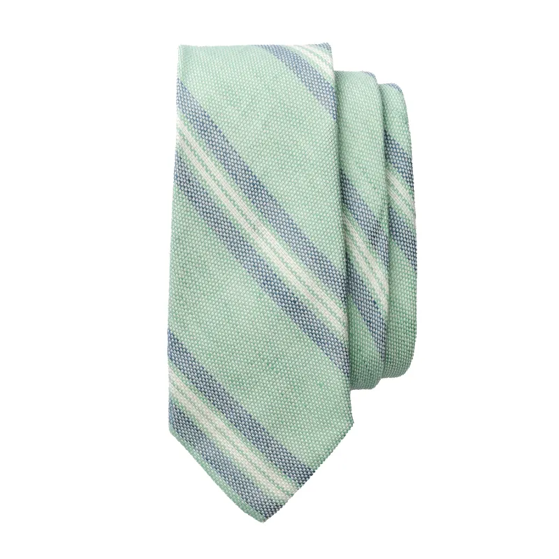 Cotton Linen Stripe Tie - Aspen Green made by Duck Head