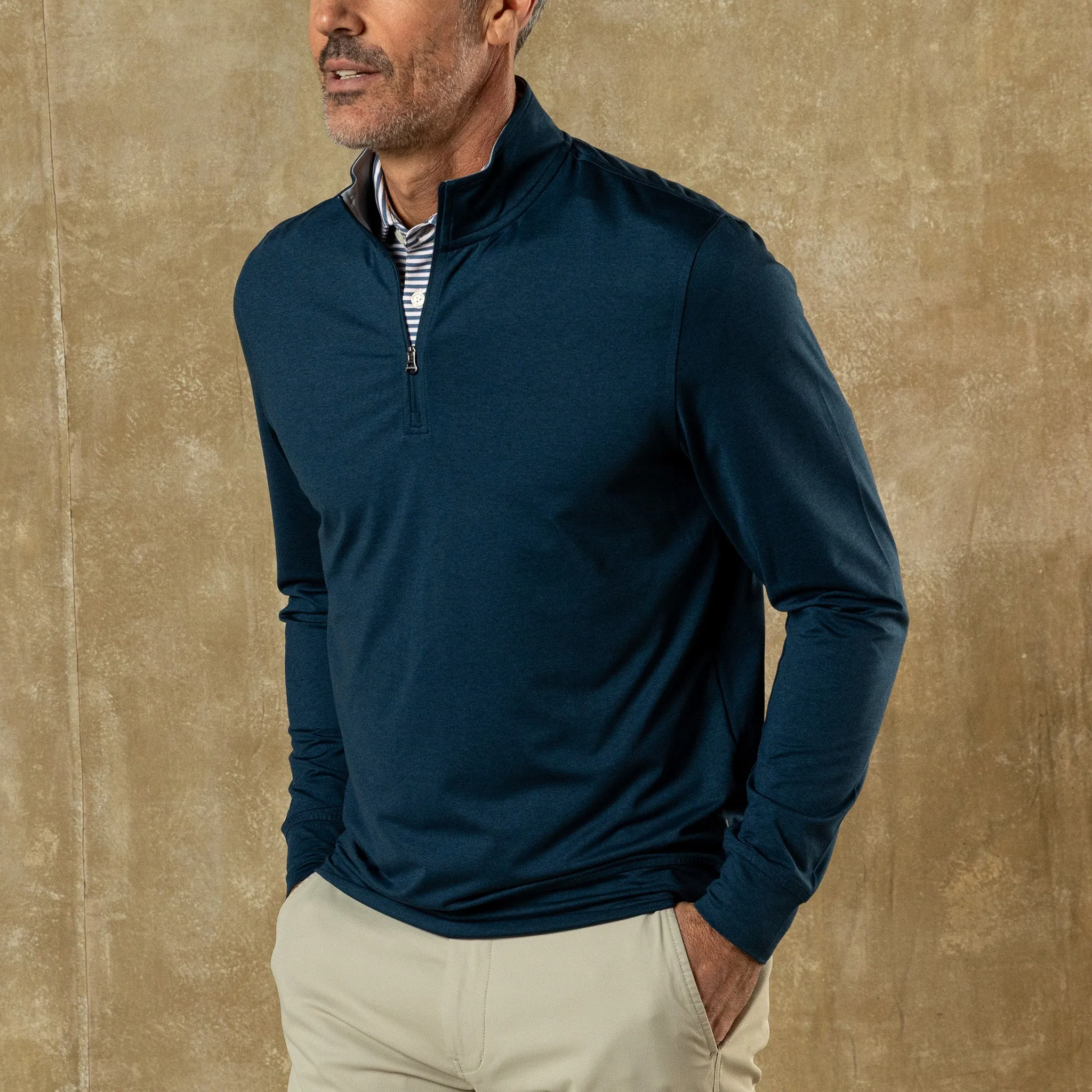 Long Drive Performance 1/4 Zip Pullover - Mallard Blue Heather sold by Duck Head