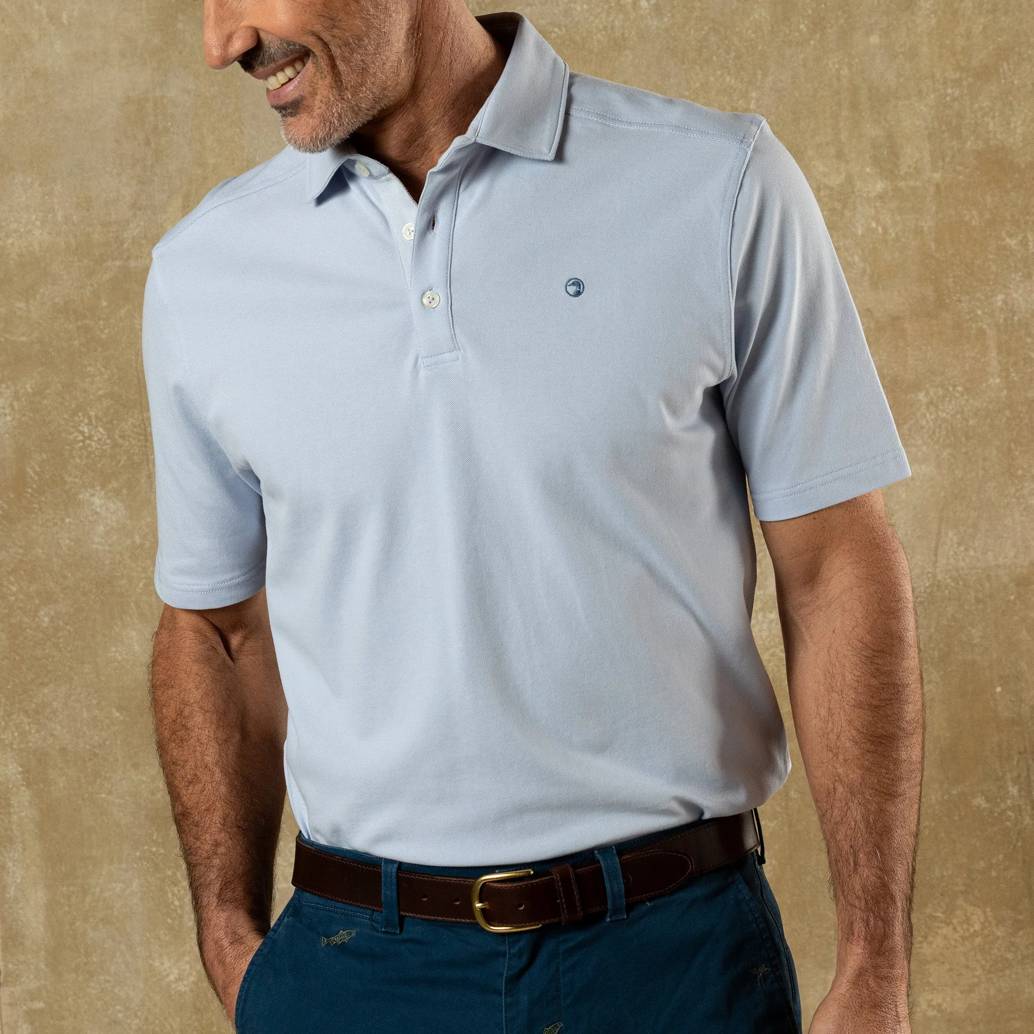 Hanover Pima Cotton Pique Polo - Heather Blue sold by Duck Head