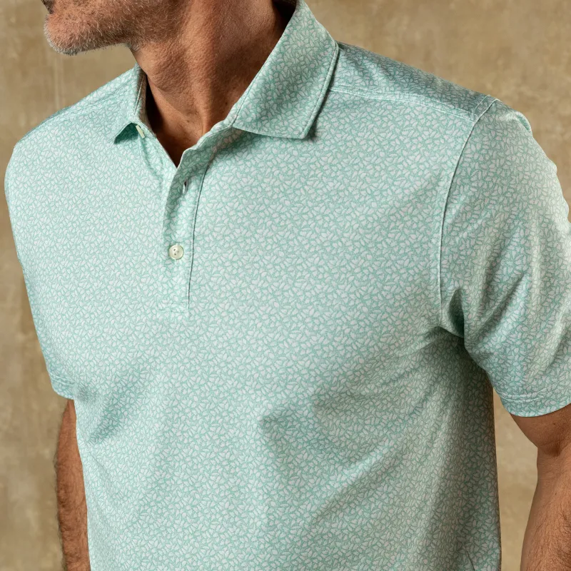 Long Drive Performance Polo - Bay Floral Print - Seafoam Green made by Duck Head