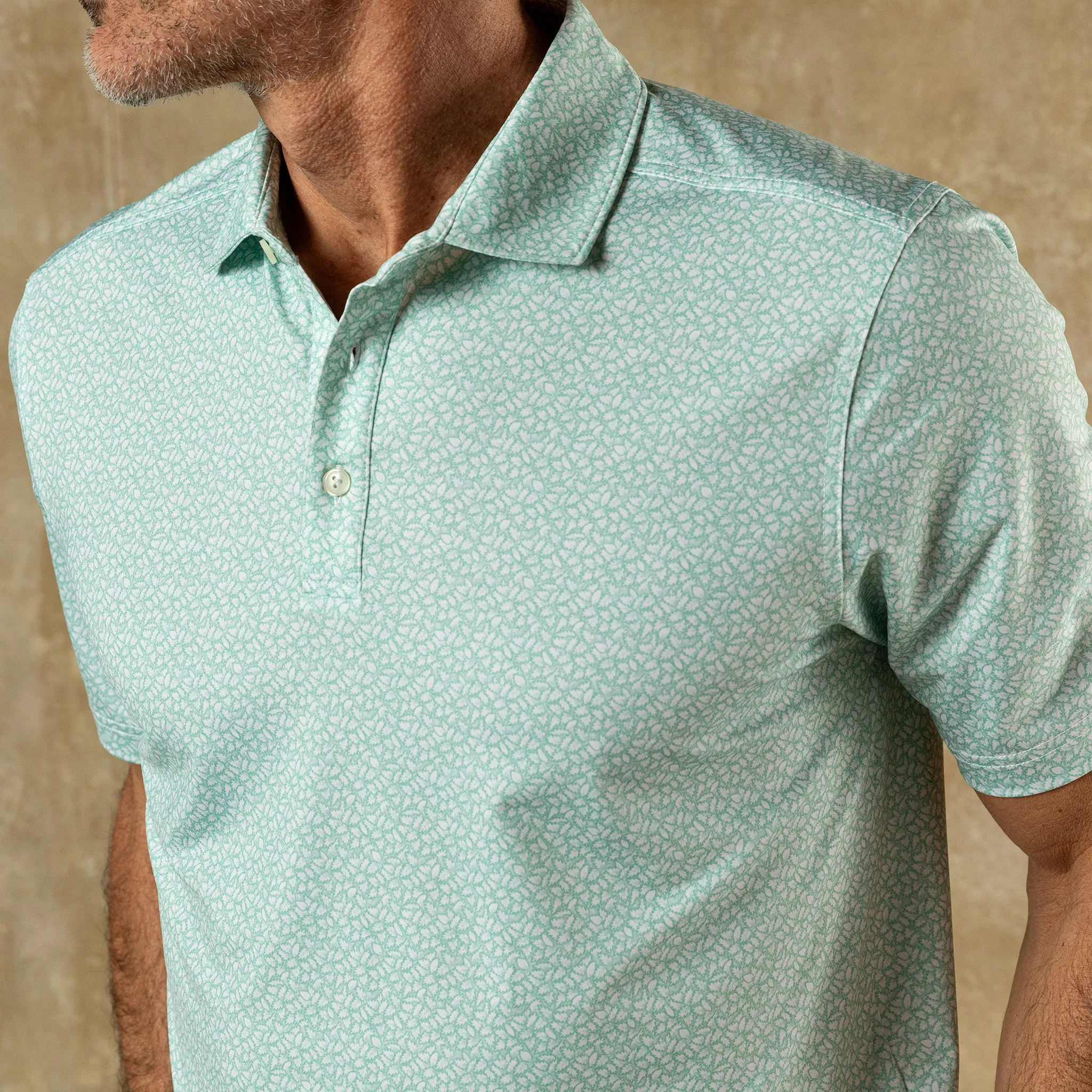 Long Drive Performance Polo - Bay Floral Print - Seafoam Green sold by Duck Head