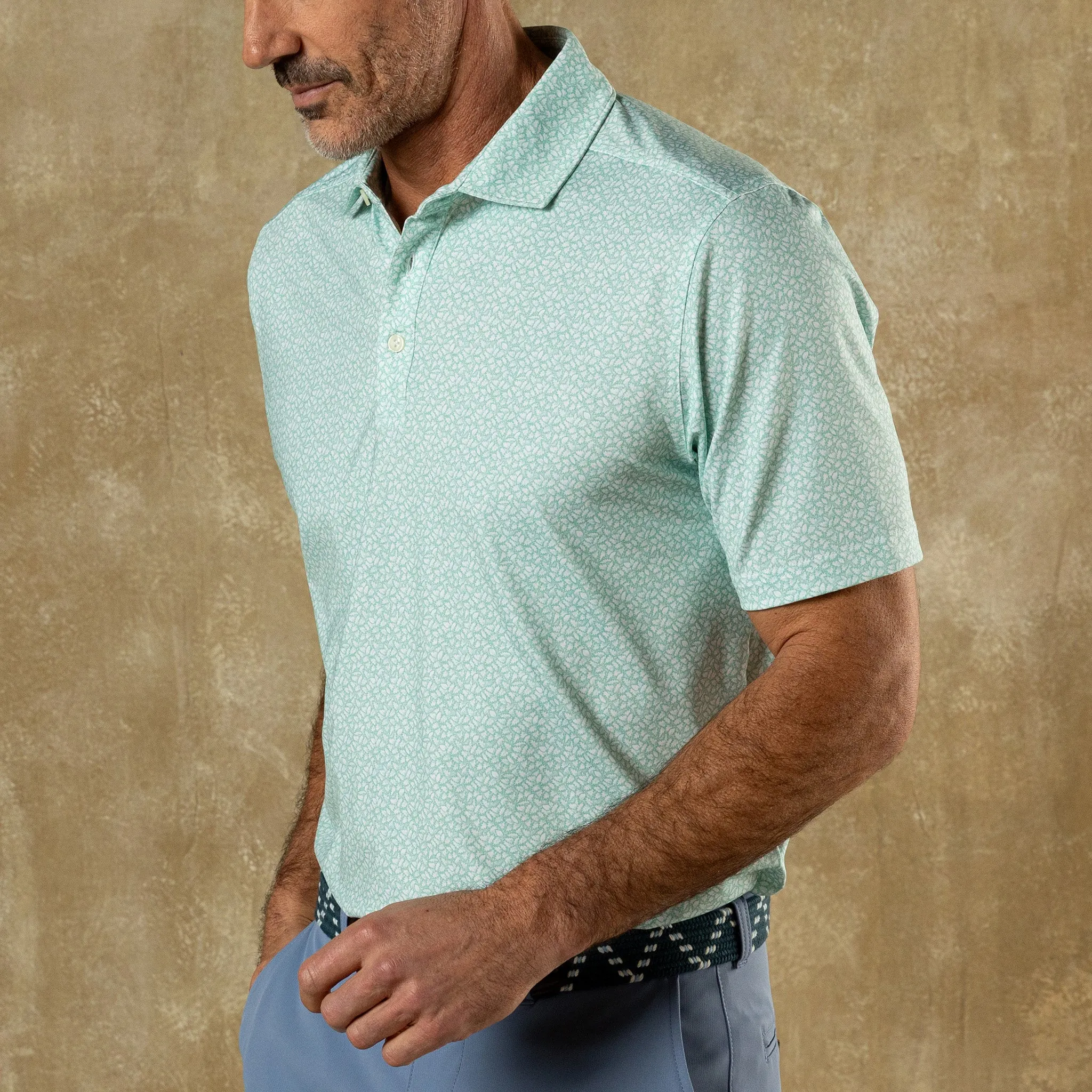 Long Drive Performance Polo - Bay Floral Print - Seafoam Green sold by Duck Head product image thumbnail 2