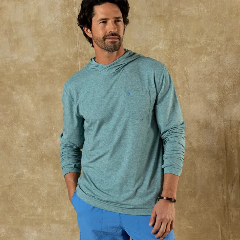 Windward Performance Hooded T-Shirt - Midnight Teal Heather made by Duck Head