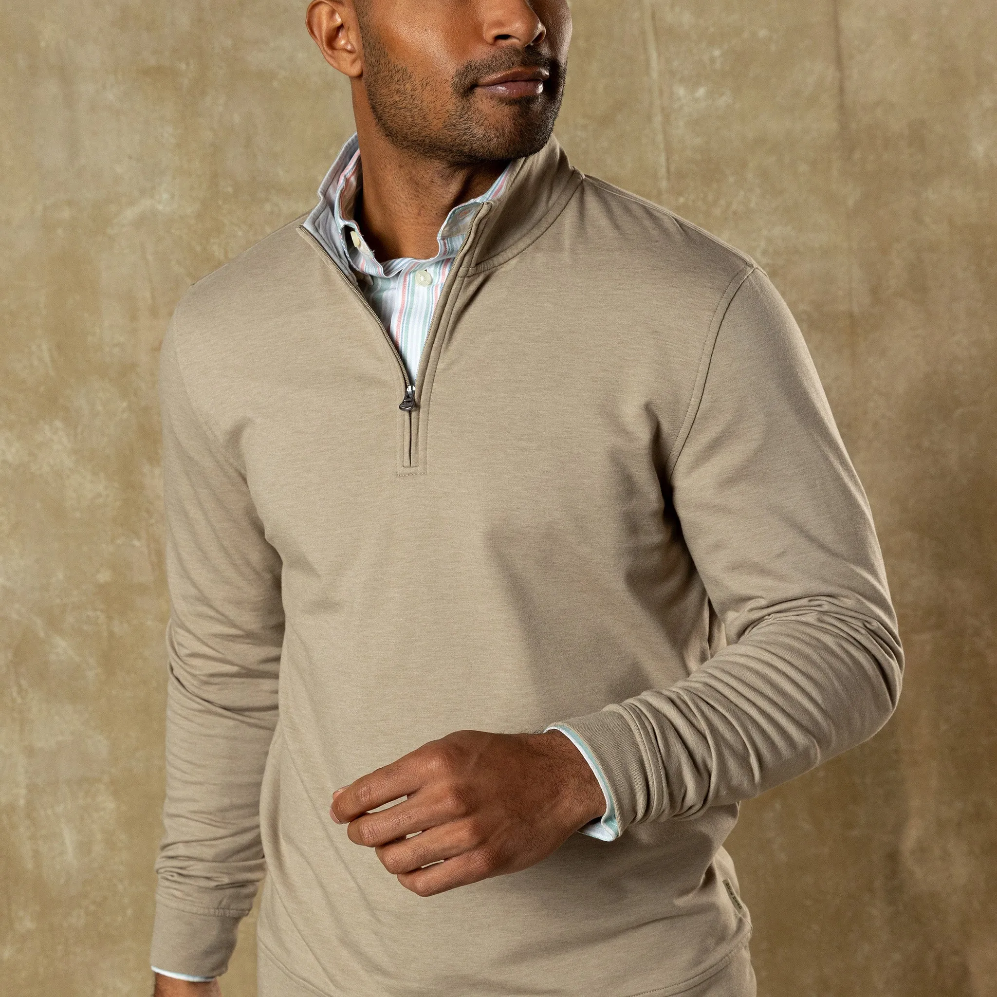 Dunmore Performance 1/4 Zip Pullover - Clay Heather sold by Duck Head