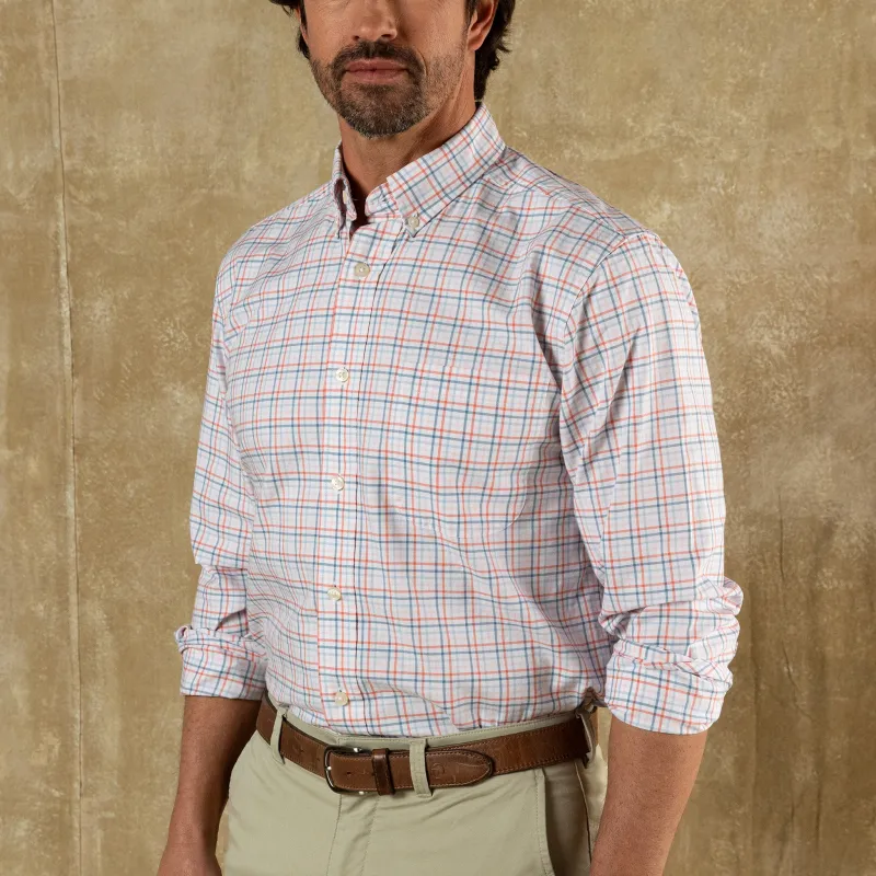 Cotton Oxford Sport Shirt - Cooke Plaid - Coral sold by Duck Head