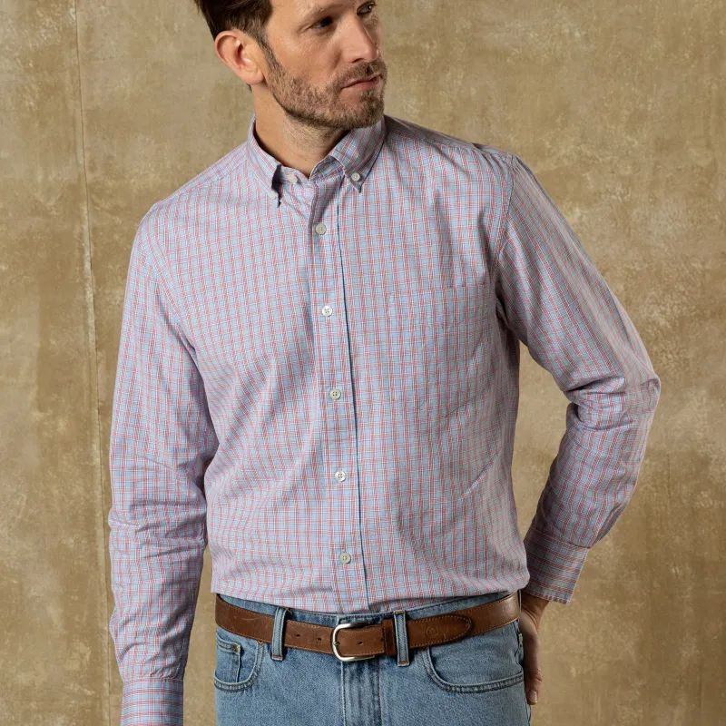 Cotton Cashmere Poplin Sport Shirt - Mattox Plaid - Serenity Blue sold by Duck Head