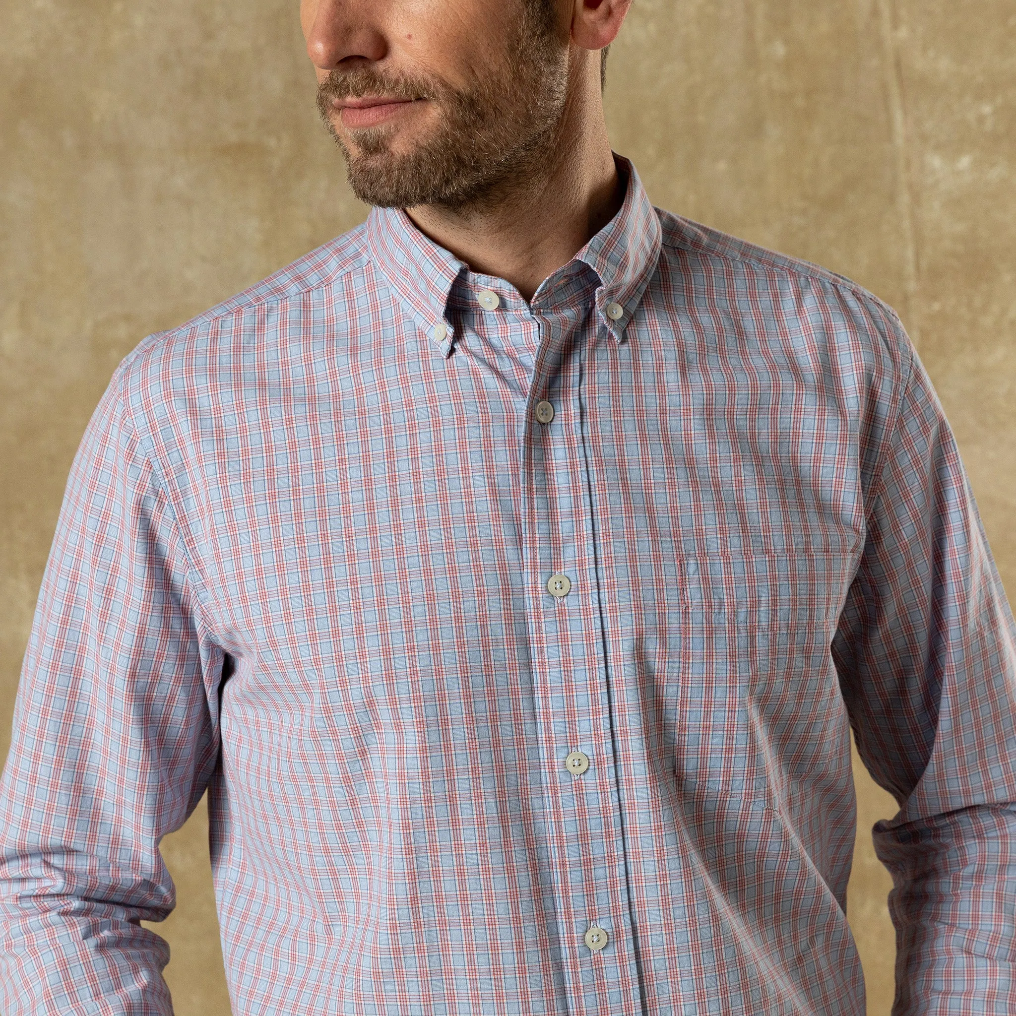Cotton Cashmere Poplin Sport Shirt - Mattox Plaid - Serenity Blue sold by Duck Head product image thumbnail 2