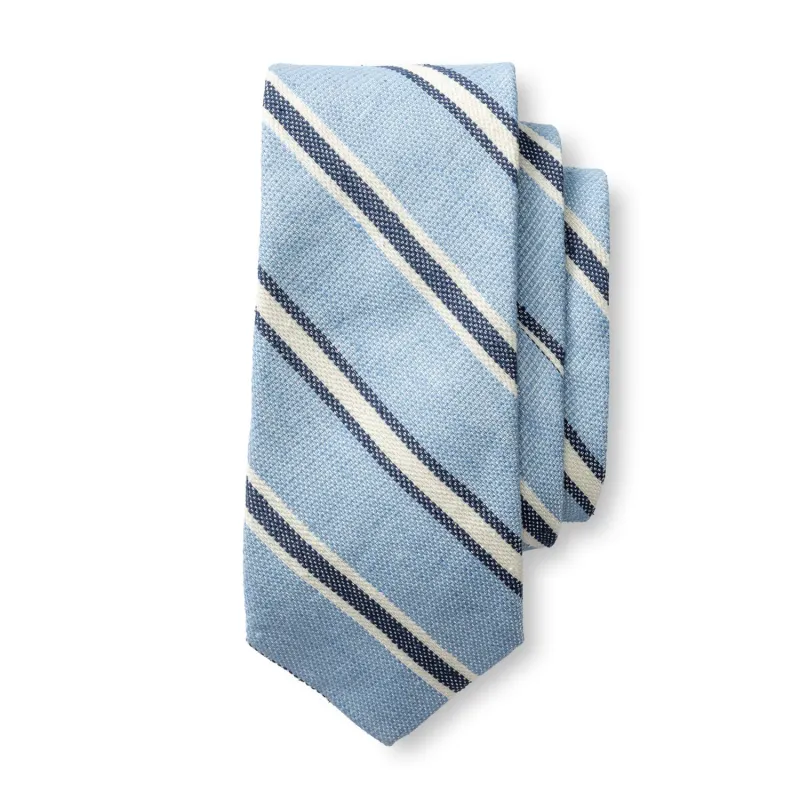 Silk Linen Stripe Tie - Light Blue made by Duck Head