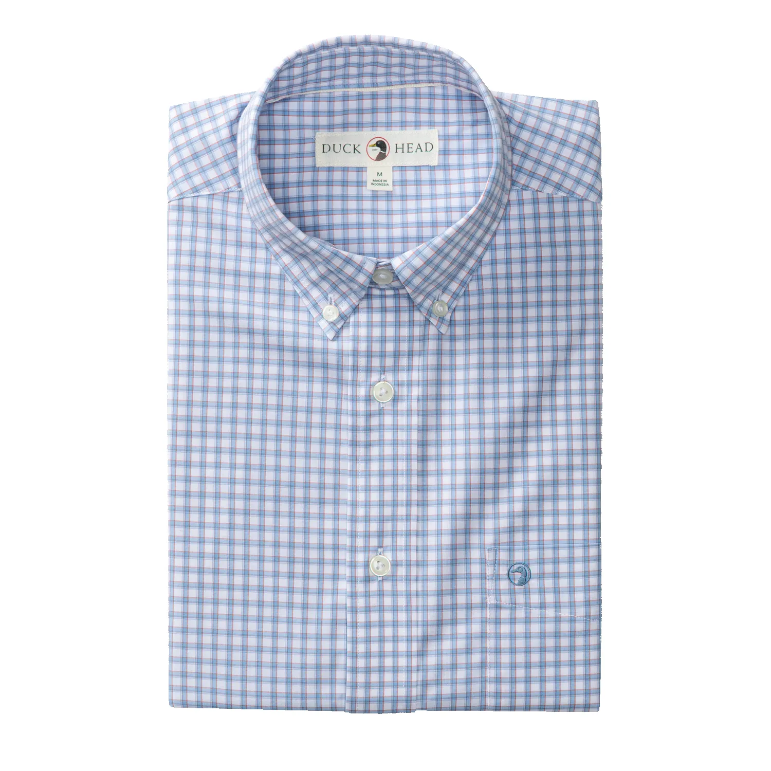 Performance Poplin Sport Shirt - Quinn Plaid - Serenity Blue sold by Duck Head product image thumbnail 2