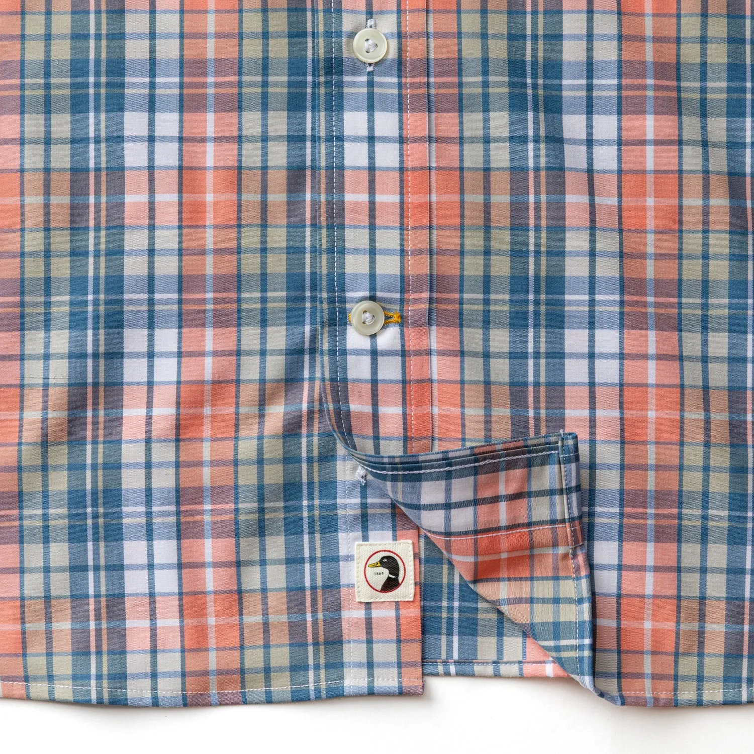 Performance Poplin Sport Shirt - Oakville Plaid - Coral sold by Duck Head product image thumbnail 4
