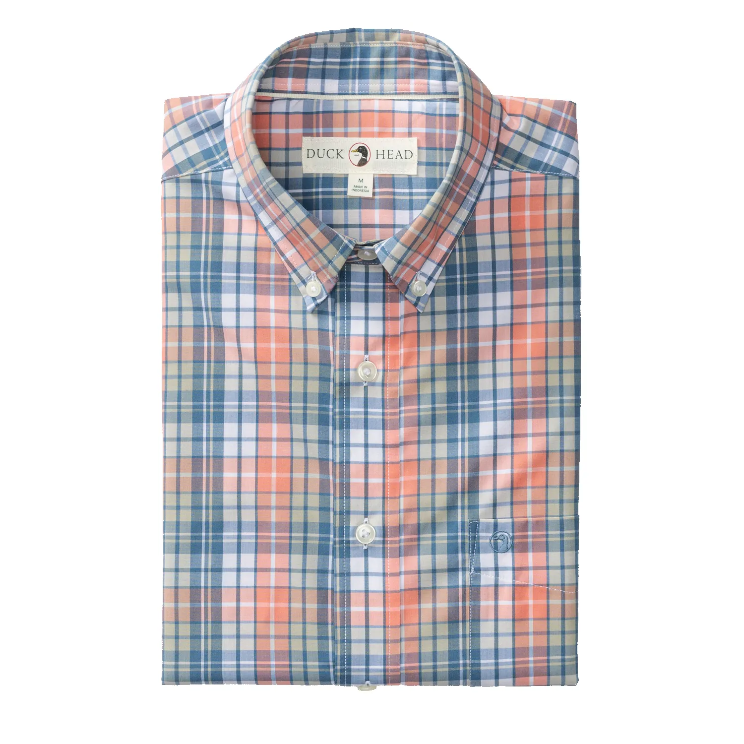 Performance Poplin Sport Shirt - Oakville Plaid - Coral sold by Duck Head product image thumbnail 2