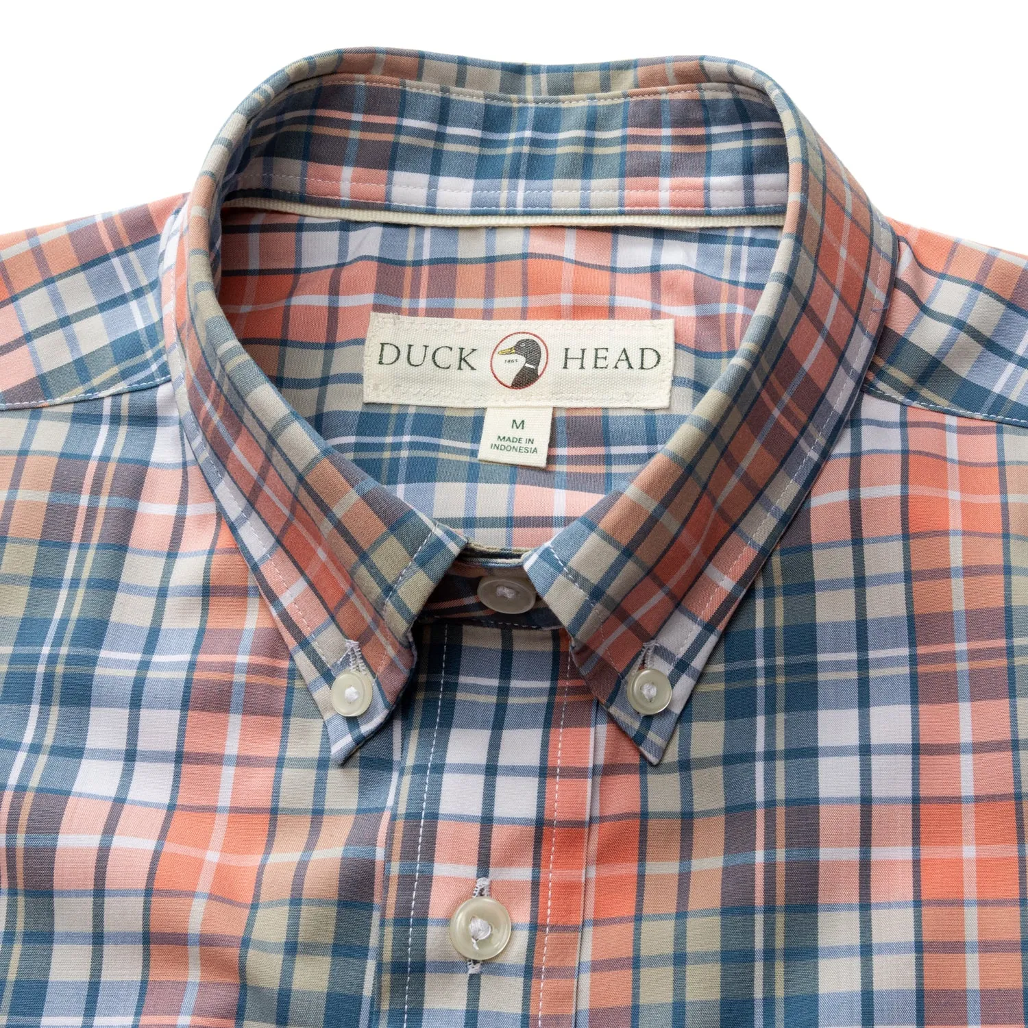 Performance Poplin Sport Shirt - Oakville Plaid - Coral sold by Duck Head product image thumbnail 3