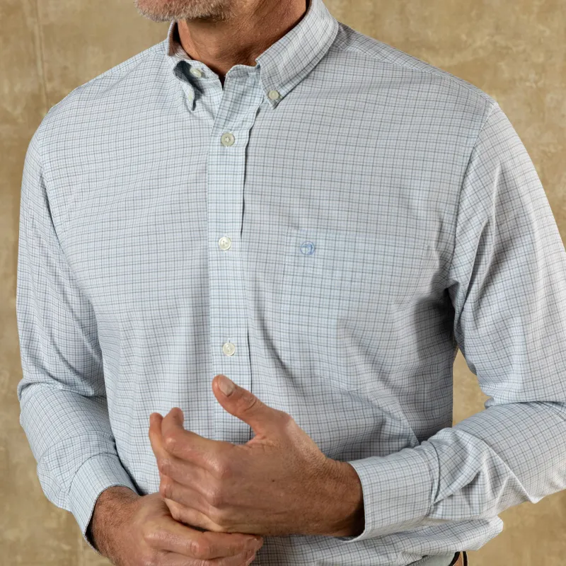 Performance Poplin Sport Shirt - Joiner Plaid - Midnight Teal sold by Duck Head