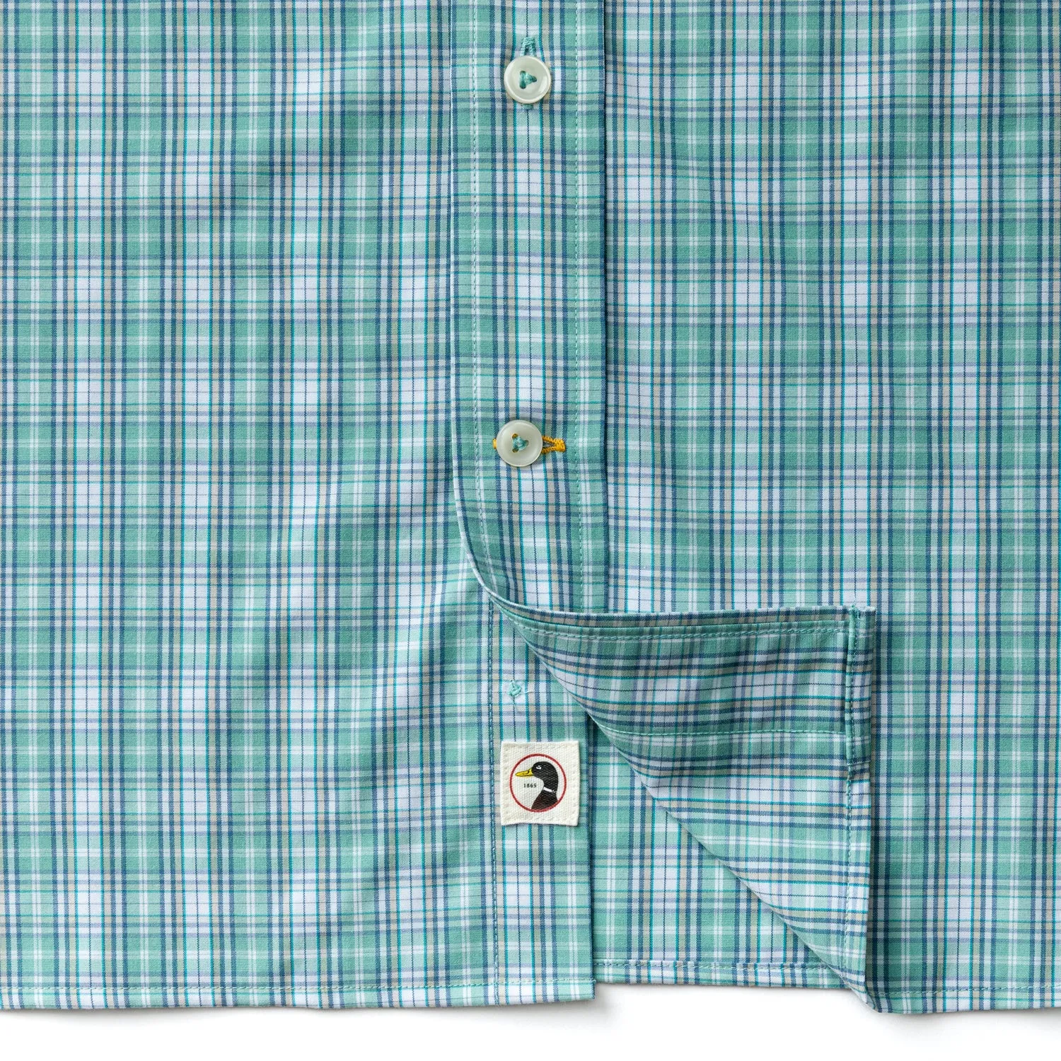 Performance Poplin Sport Shirt - Forrest Plaid - Aspen Green sold by Duck Head product image thumbnail 4